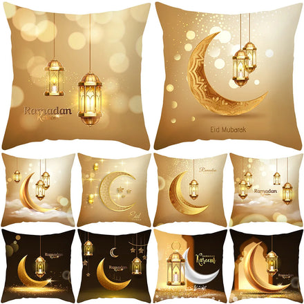 Eid Mubarak Cushion Cover Ramadan Decoration for Home Ramadan Kareem Mubarak Muslim Islamic Party Supplies Eid Pillowcase