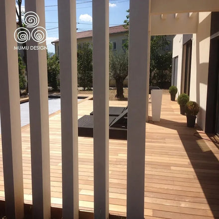 MUMU Design Chinese Style Wood Grain Exterior Plank Heat Insulation Decor Teak Slat Wall Panel Decking