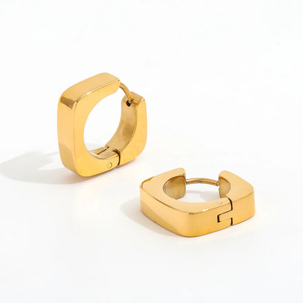Fenny Jewelry 18K Gold-plated Permanent Chunky Square Huggie Earring Trend for Women Wholesale Stainless Steel Ladies Jewelry