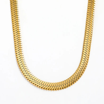 Fenny 18K Gold Plated Waterproof Width 6MM Simple Statement Basic Snake Chain Necklace Stainless Steel Jewelry Wholesale