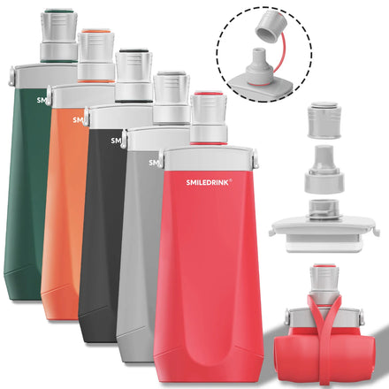 2024 New Bpa Free Expandable Collapsible Folding Water Bottle Outdoor Travel Sports Drink Silicone Foldable Squeeze Water Bottle