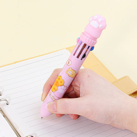 Cute Custom Cat Claw Cartoon 10-Color Plastic Ballpoint Pens Creative Stationery for Students School Supplies Unique Animal