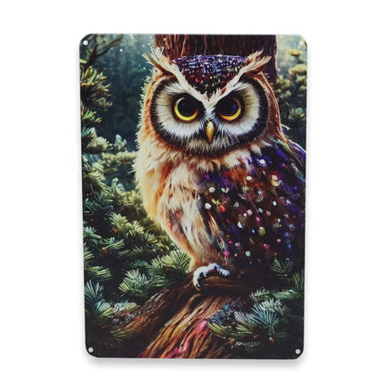 Wholesale 20*30CM Owl Metal Tin Sign Customized UV Printed Vintage Iron Poster Plaque for Pub Bar Cave Club Decoration