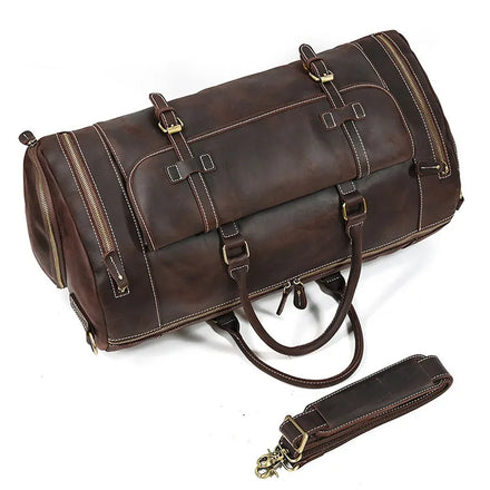 New Arrival Men's Multi-function Waterproof Genuine Leather Vintage Laptop Backpack Zipper Portable Durable Large Capacity 2023
