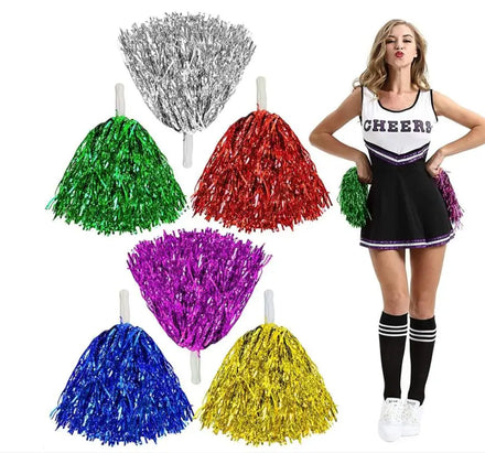 Cheerleading Pom Poms Cheer Metallic Foil Tassels With Handle for Game Sports Dancing Party Football Basketball Sports Stage M