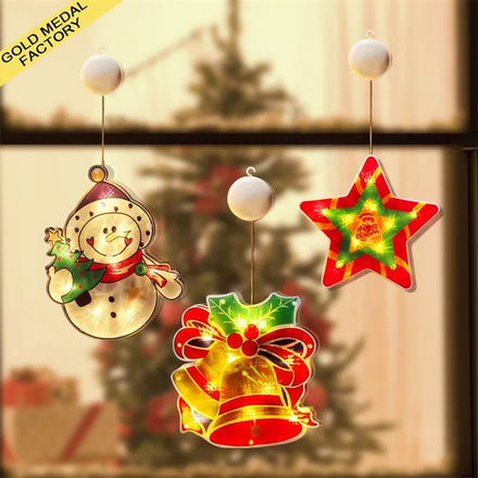 Christmas Decorative Lights Printing Fancy Light Sucker String Lights Santa Claus Sledge Navidad Natal Noel Christmas Ornaments