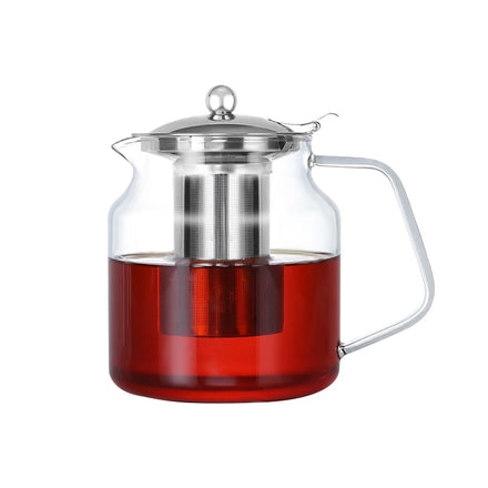 Transparent Hand Made Heat Resistant Borosilicate Glass Gong Fu Teapot Set with Stainless Steel Infuser Strainer for Christmas
