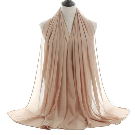 Wholesale Pearl Chiffon Ethnic Muslim Islamic Premium Veils Hijab Tudung Scarf Shawls Spring Plain Solid Color