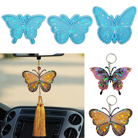 13925 Epoxy Resin Silicone Holographic Butterfly Resin Mold for DIY KeychainJewelry