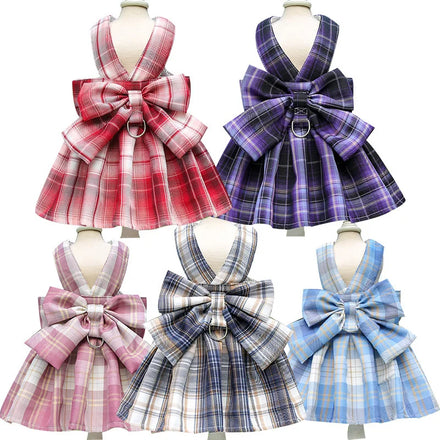 Cute Luxury Eco-Friendly Polyester Summer Dog JK Dress Harness Leash Set