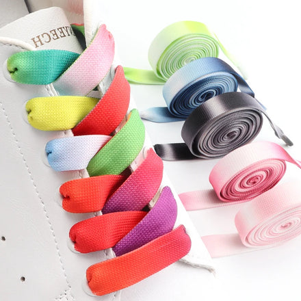Wholesale Hot Sale Sports Sneakers Gradient Shoe Laces Flat Colorful Rainbow Shoelaces Running Sneaker 1.2cm Wide Shoelace
