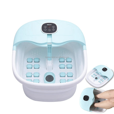 Newest Collapsible Design Electric Heat Foot Bath Wireless Control Light Bubble 4.5-6L Spa Foot Basin CE ROHS FCC ETL