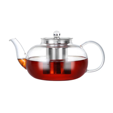 Heat Resistant Handmade Borosilicate clear Glass Flower Chinese Teapot With Stainless Filter Tea Pot Cups for Leaf Tea