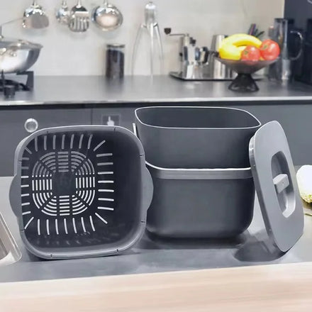 HS 7L Plastic Home Kitchen Garbage Countertop Compost Food Bin Composting Bin With Handle Kitchen Trash Can Compost Caddy Pail