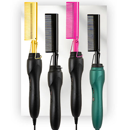 Hot Selling Adjustable Temperature Hair Straightening Brush Hot Comb Copper Straighter and Curly Electric Hot Comb for Wigs
