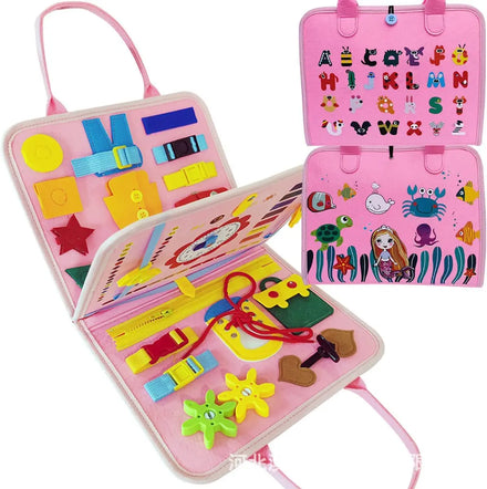 2026 New Style Pink Mermaid Busy Board Montessori Toy for 1 2 3 4 Year Old Toddlers Montessori Busy Board Toys