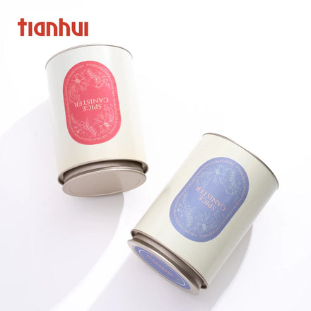 Tianhui Food Storage Empty Double Lid Airtight Paper Can Black Round Big Packaging Jars for Tea Packing
