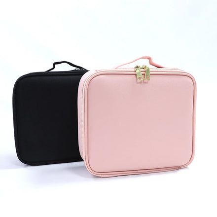 Cosmetic Capacity Portable Makeup Brush Travel Case 3-Layer Nylon Bag Candy Pattern Zipper Closure Water Resistant Marble Style