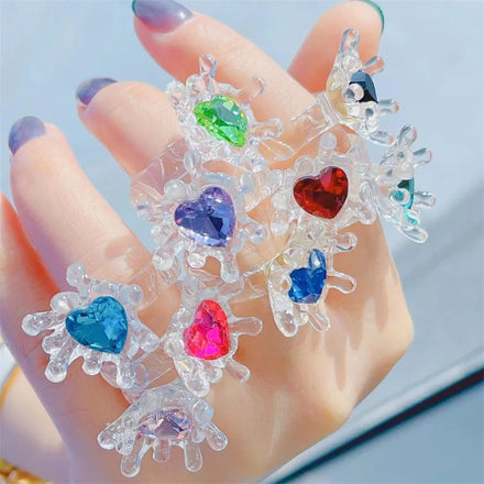 2022 New Style Splash Fashion Rings Jewelry Women Anneaux Y2K Heart Shape Acrylic Rings Jewelry Gifts Finger Ring for Women