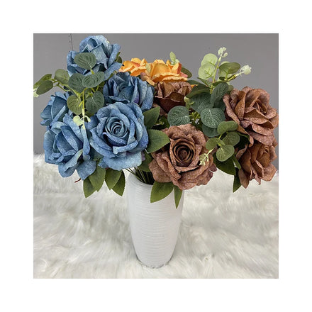 Centerpiece Flower 9 Snow Roses Decoration Mariage Artificial Flowers Decorative