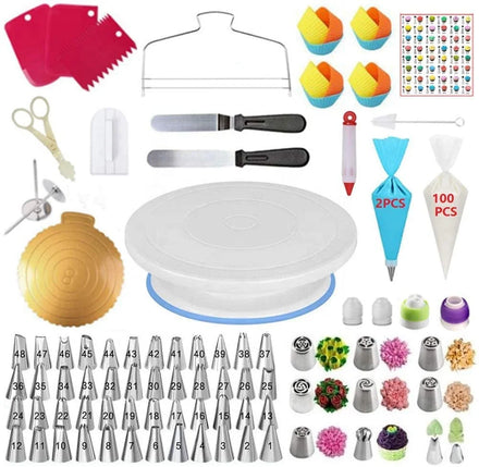 191 pcs Cake Decorating Kit Baking Set Turntable Cake Stand Bake Kit with Cake Decorating Accessories