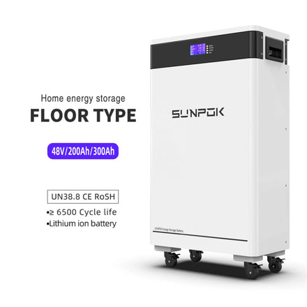 Sunpok 48V 200Ah 300Ah Lithium Ion Solar Battery Pack BMS with LifePO4 Anode Material High Efficiency and Long Life