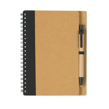 Custom Size Kraft Paper Coil Sketch Notepad Spiral Binding Printed Logo Blank Notebook With Pen for Student