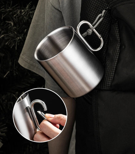 Camp Outdoor 200ml 300ml 400ml Double Wall Stainless Steel 304 Coffee Mugs Camping Cups with Handle