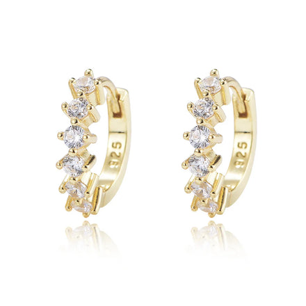 Fashion Jewelry Earrings 925 Sterling Silver Diamond Earrings Four Claw Full Zircon Gold Plated Hoop Earrings for Women