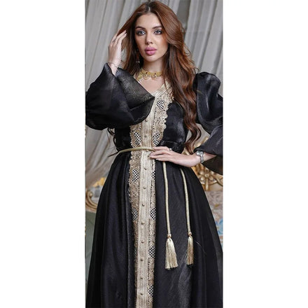 Factory Casual Style Arab Gown Color Matching Pattern Embroidered Male Islamic Clothing