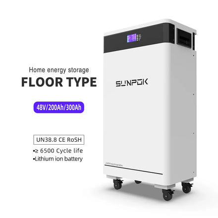 Sunpok Solar Home Energy Storage Battery 15KWH 51.2V LiFePO4 48V 300Ah Rechargeable Deep Cycle 8000 Cycles 5/10 Year Warranty