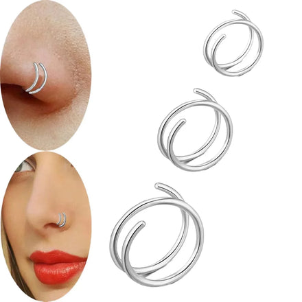 Multicolor Double Spiral Stainless Steel Nose Ring Hoop Pierced Nose Piercing Jewelry for Women Men's Nose Jewelry