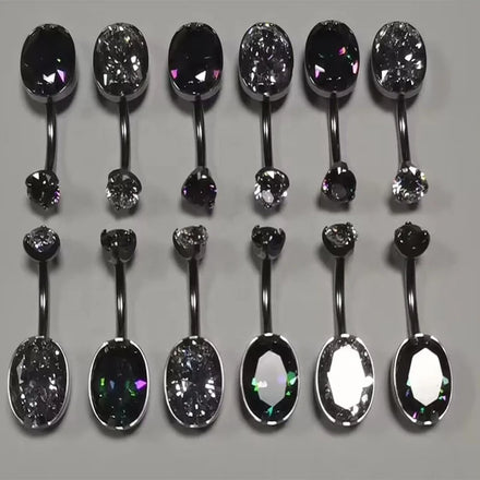 Fashion Wholesale Custom G23 Titanium Oval Zircon Children's Wedding Gift Navel Ring Stylish Barbell Body Jewelry Belly Piercing