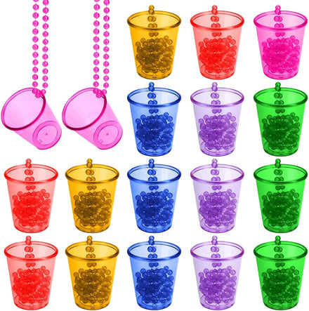 Beaded Shot Glass Necklace Plastic Shot Cup for Bachelorette Parties Groom Bride Supplies for Weddings Birthdays Graduation
