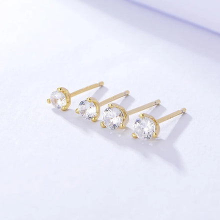 925 Sterling Silver Earrings Three Paws Claws Round Mini Zircon Gold Plated Stud Earrings for Women 925 Earrings