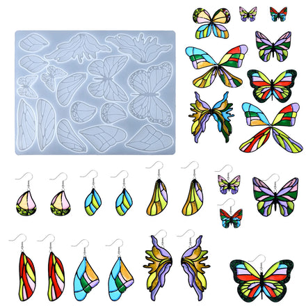 Non-stick Reusable Variety Butterfly Shapes Casting Resin Mold for Making KeyChains Tags Jewelry Silicone Pendant Mold