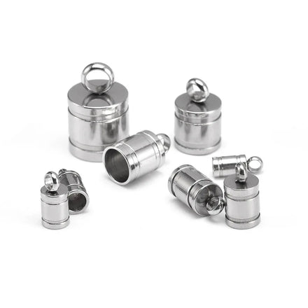2mm-8mm Stainless Steel Threaded Bail End Crimp DIY Jewelry Connector for Leather Cord DIY Jewelry Making Findings