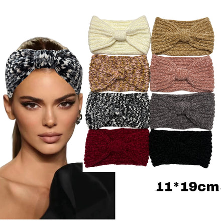 New Style Europe and America Knit High Stretch Headband Wool Wide Edged Bow Hairband Chenille Thermal Female Handress