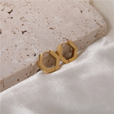 Fenny Tarnsh Free Fashion Chunky Hexagon Hoop Earring Versatile for Women Wholesale Stainless Steel Ladies Jewelry