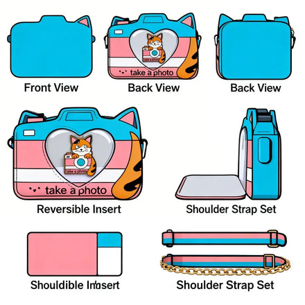 Custom Ita Bag Camera Novelty Lip Shape Frog Shape Crossbody Handbag with Clear Window for Pins Display Anime Accessory Bag