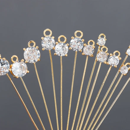 GUFEATHER MA16 10pcs/lot DIY Jewelry Accessories Needle 18k Gold Plated Copper Zircons Pass REACH Nickel Free Bag Packaging for