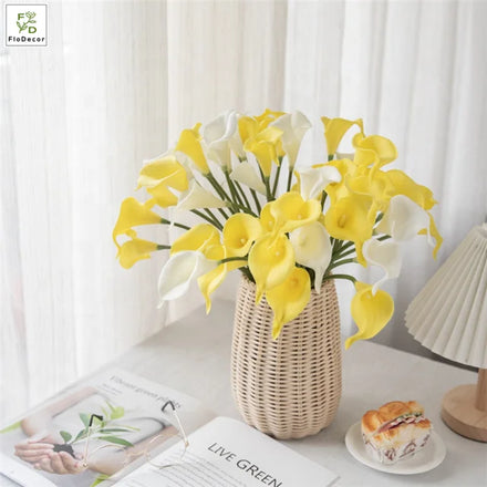 Hot Selling Cheap Calla Lily Artificial Flowers Bouquet Mini PU Real Touch for Wedding Party Home Decoration Table Center Piece