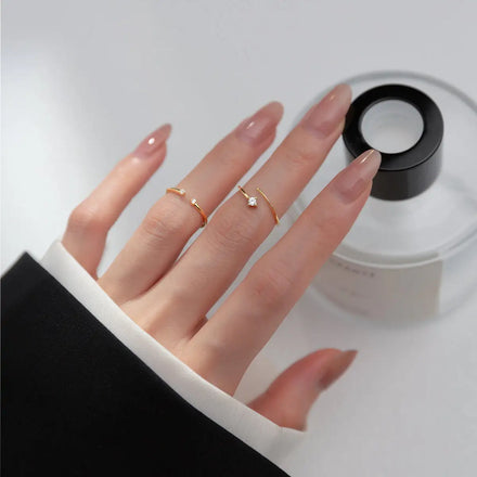 Korean Version Women Trendy Vintage Open Rings Simple Single Zircon Adjustable S925 Silver Anniversary Engagement Ring Brilliant