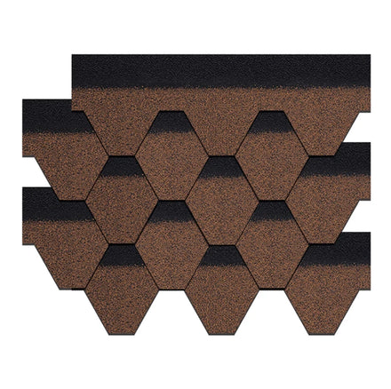 Manufacture Custom Low Price Asphalt Shingle Roof Tile Brown Color Mosaic Hexagonal Type Shingles Sheet for Zimbabwe
