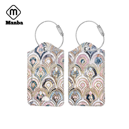 Customized Logo Bulk Blank Sublimation Luggage Tag PU Leather with Stainless Steel Loop for Travel for Bag Use