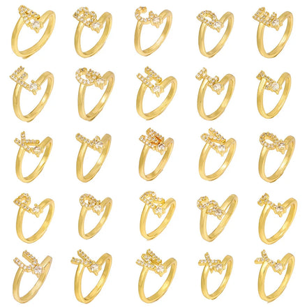 Fashion Trend Jewelry Zircon Micro-set Rings 18k Gold Alloy Ladies Wholesale Custom Letter Wedding Ring