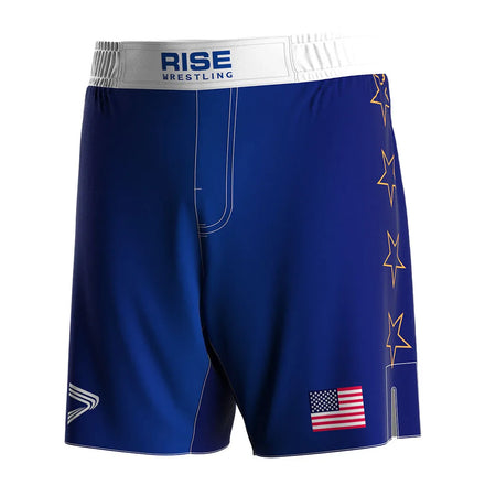 Men's High Slit Wrestling Shorts Unrestricted Mobility Athletic Cut Sublimation Print for High Kicks Sprawls