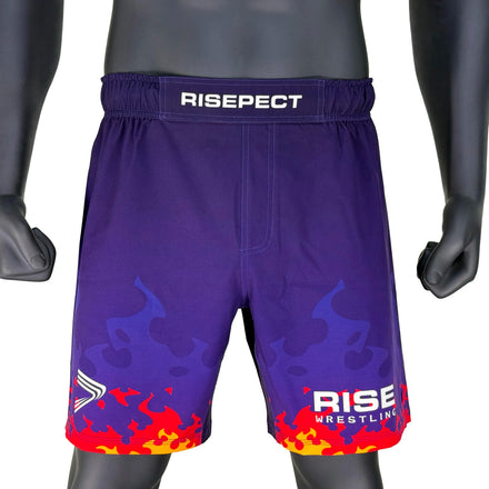 Blue Fire Wrestling Shorts Reinforced Seam Breathable and Quick Dry Fabric High Quality Sublimation for Wrestler Training