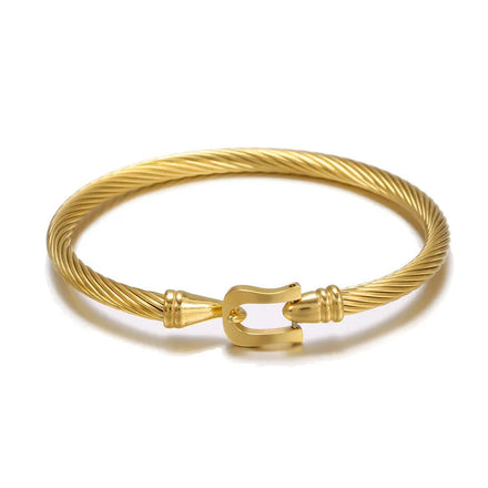 Europe Fashion Unisex Stainless Steel Twisted Cable Bracelet Punk Titanium Belt Buckle Bangle for Men Trendy Party Gift