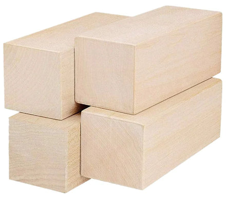 Wood Crafts 4-piece Unfinished Carving Block Suit Kiln Drying Whitening Cork Carving Block Hobby Suit